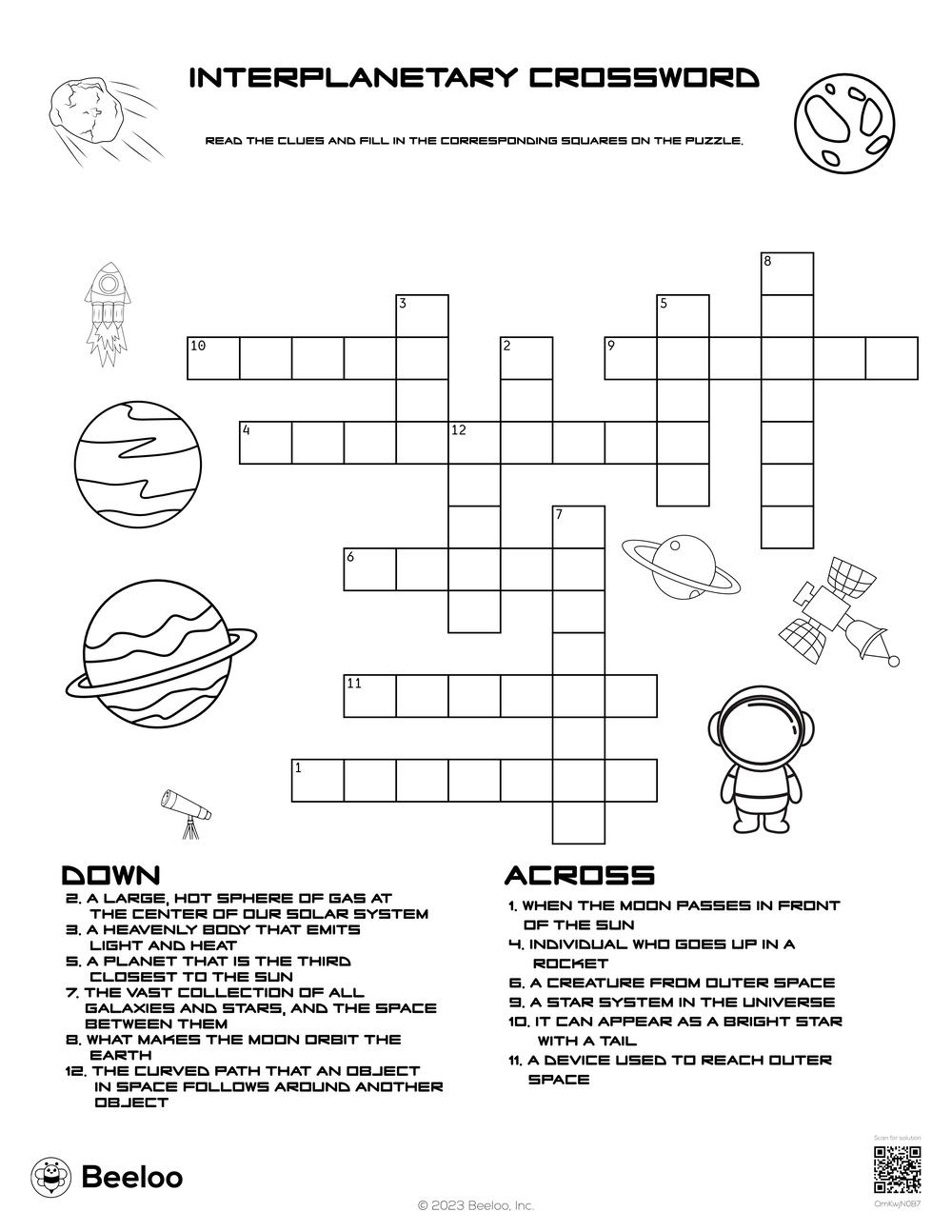 Interplanetary Crossword Beeloo Printable Crafts And Activities For Kids Interplanetary Crossword Beeloo Printable Crafts And Activities For Kids