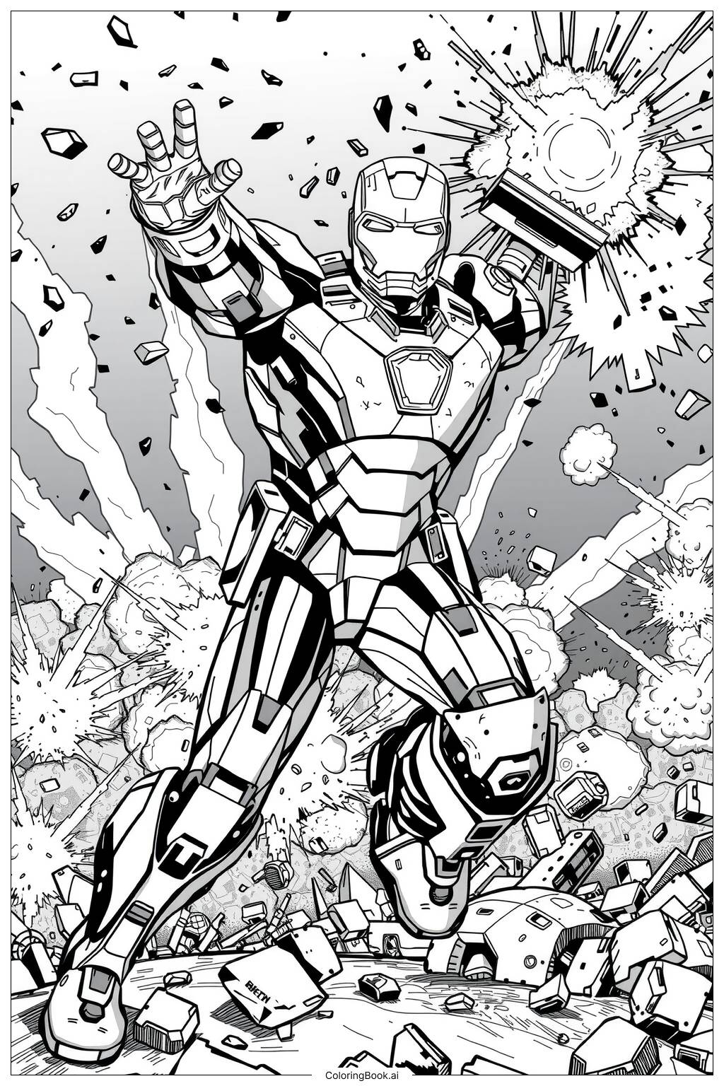 Iron Man Leading The Avengers Coloring Page Free PDF PNG Printable 
