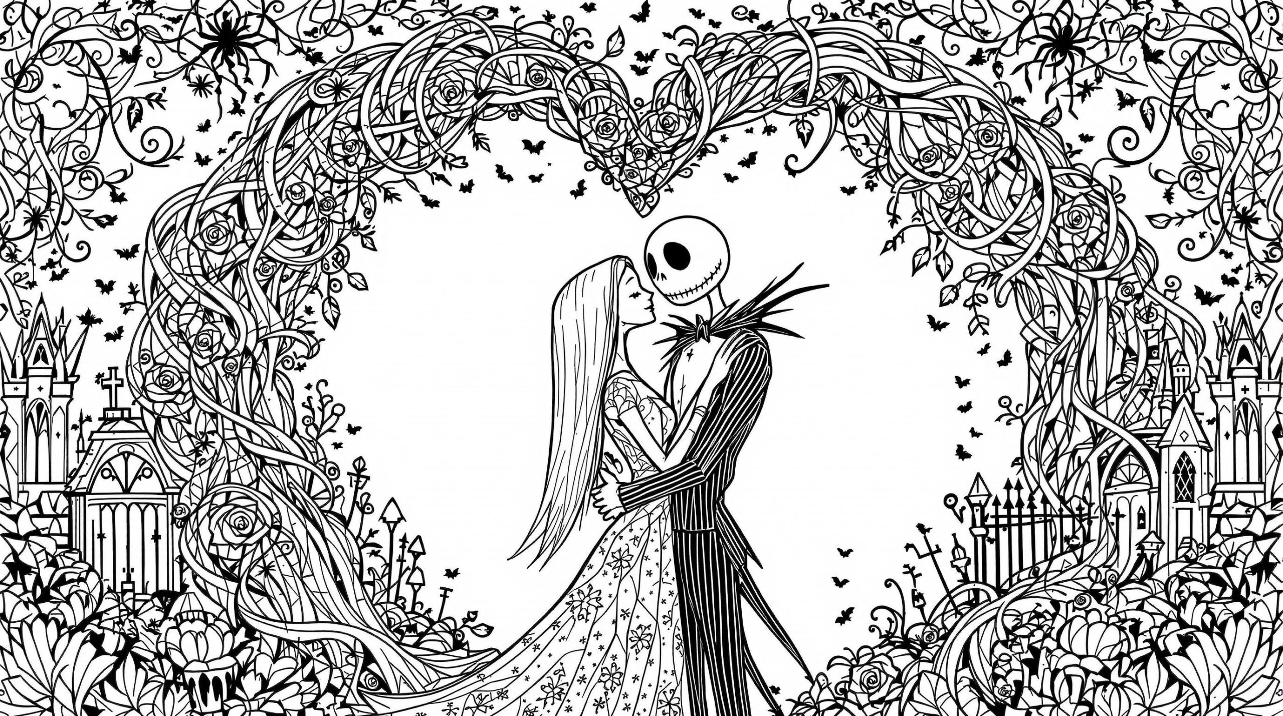 Jack And Sally Gothic Romance Coloring Page Nightmare Before Christmas Colorazen Jack And Sally Gothic Romance Coloring Page Nightmare Before Christmas Colorazen