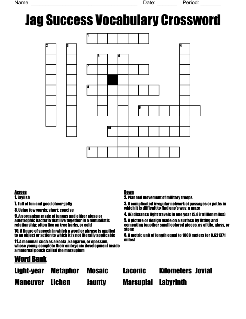 Jag Success Vocabulary Crossword WordMint Jag Success Vocabulary Crossword WordMint