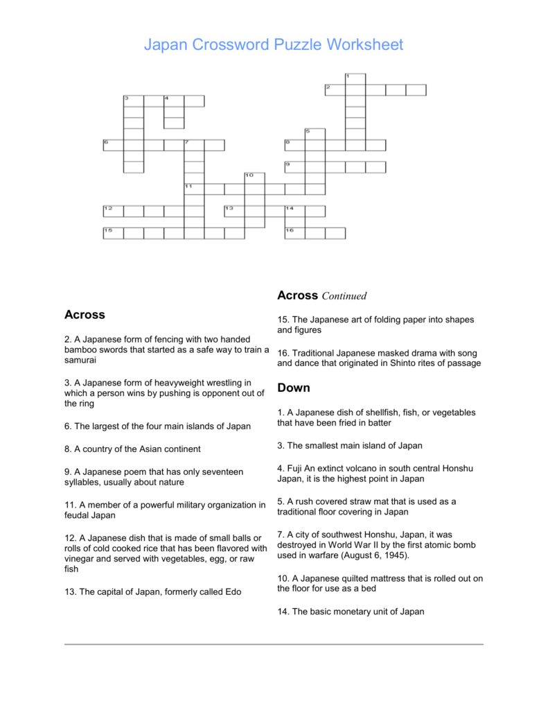 japanese mat crossword japanese mat crossword