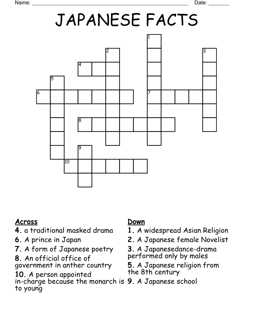 JAPANESE FACTS Crossword WordMint