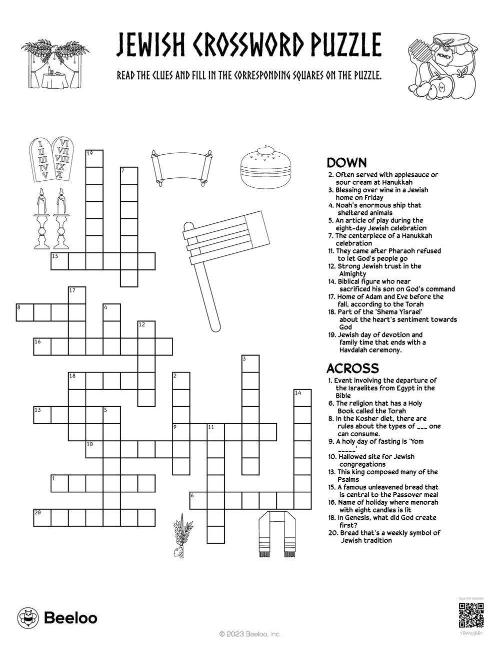 Jewish Crossword Puzzle Beeloo Printable Crafts And Activities For Kids Jewish Crossword Puzzle Beeloo Printable Crafts And Activities For Kids