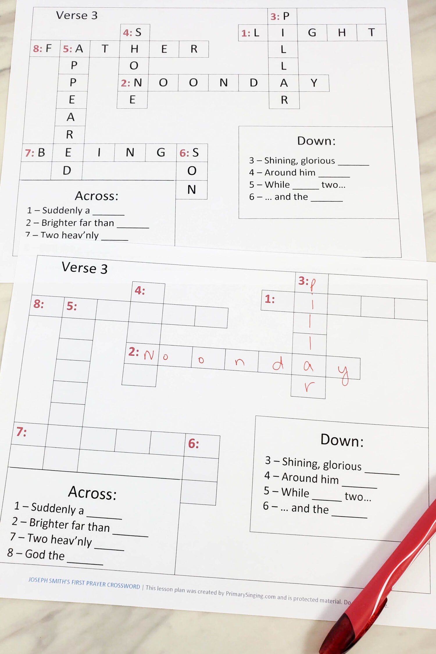 Joseph Smith s First Prayer Crossword Puzzle Primary Singing Joseph Smith s First Prayer Crossword Puzzle Primary Singing