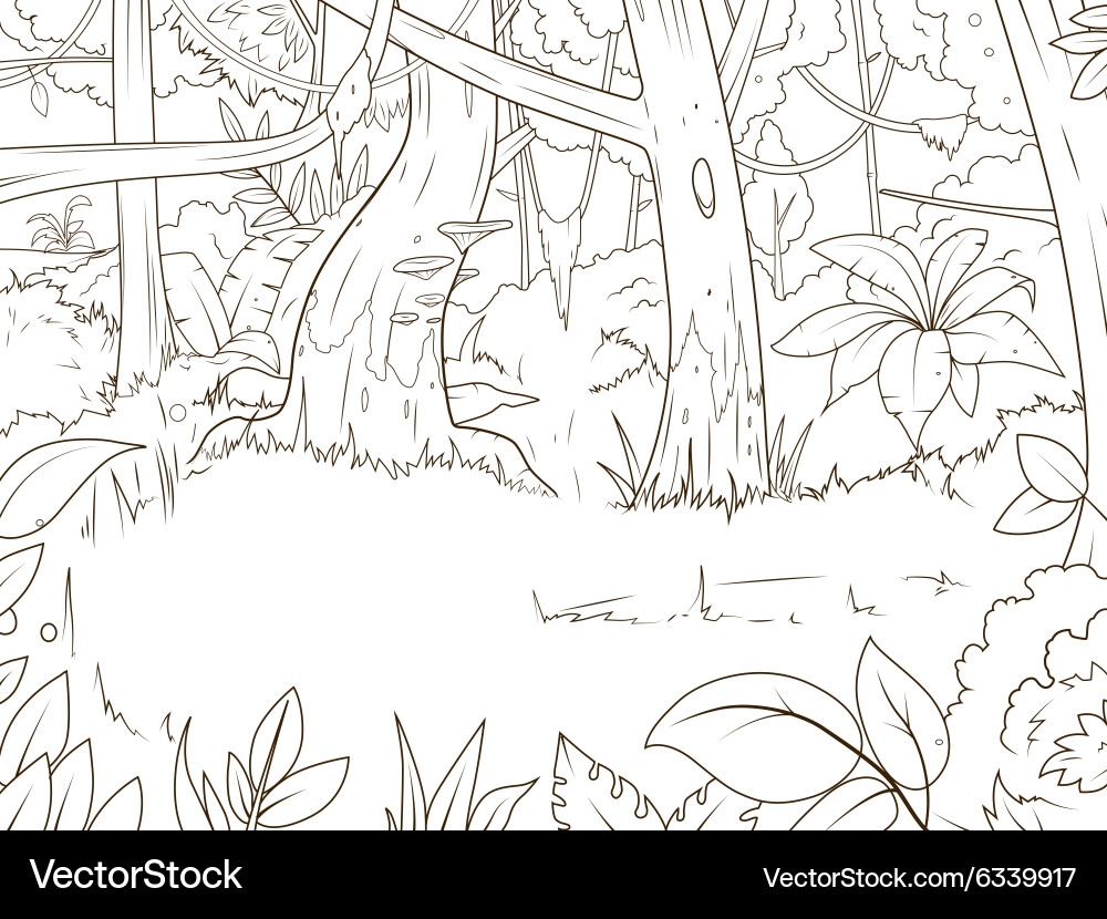 Jungle Forest Coloring Page Royalty Free Vector Image Jungle Forest Coloring Page Royalty Free Vector Image