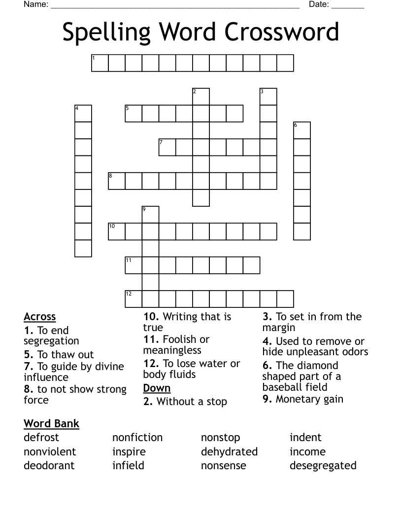 Kate 101 Crossword WordMint Kate 101 Crossword WordMint