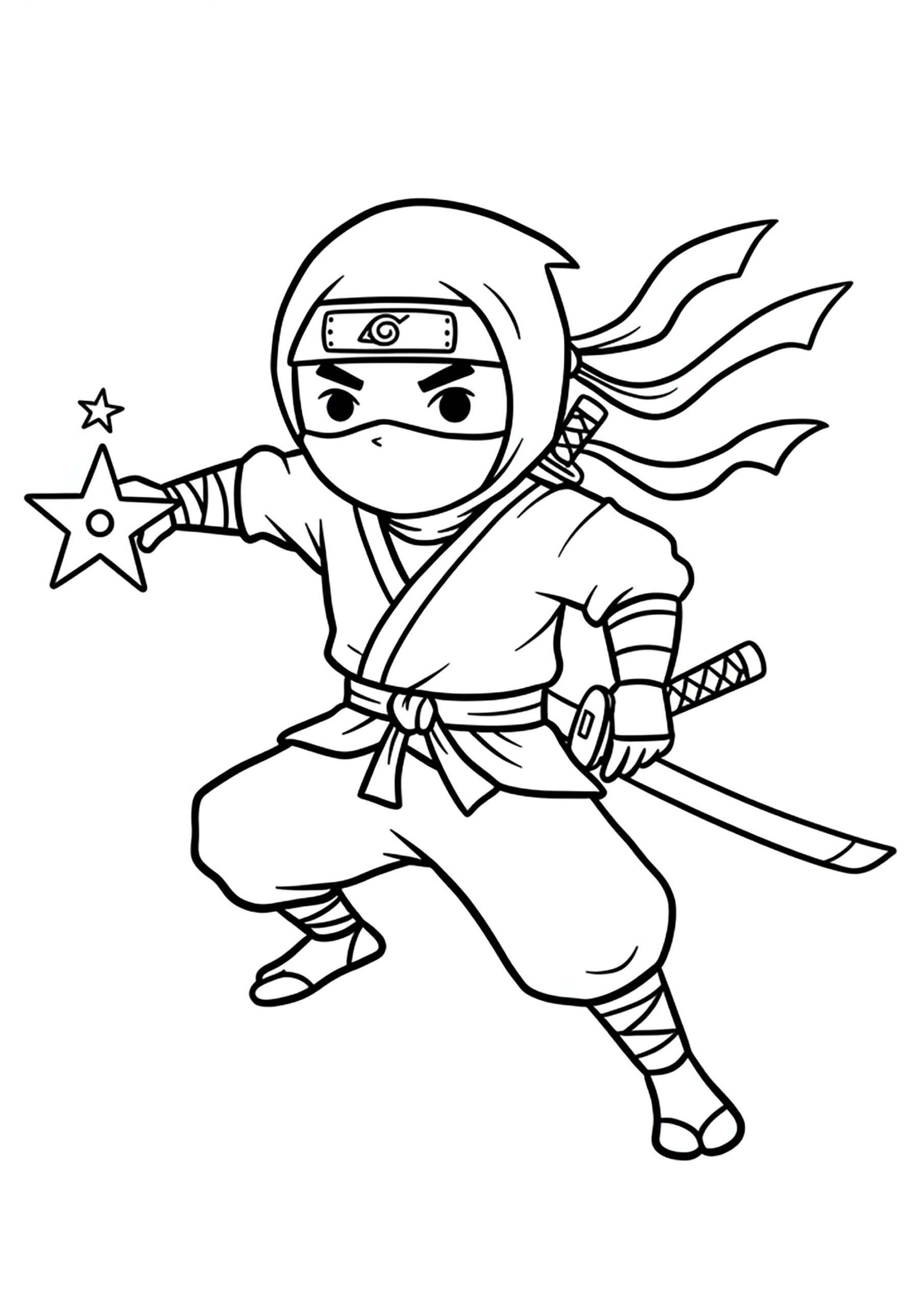 Kawaii Style Ninja With A Star Ninja Coloring Pages Kawaii Style Ninja With A Star Ninja Coloring Pages