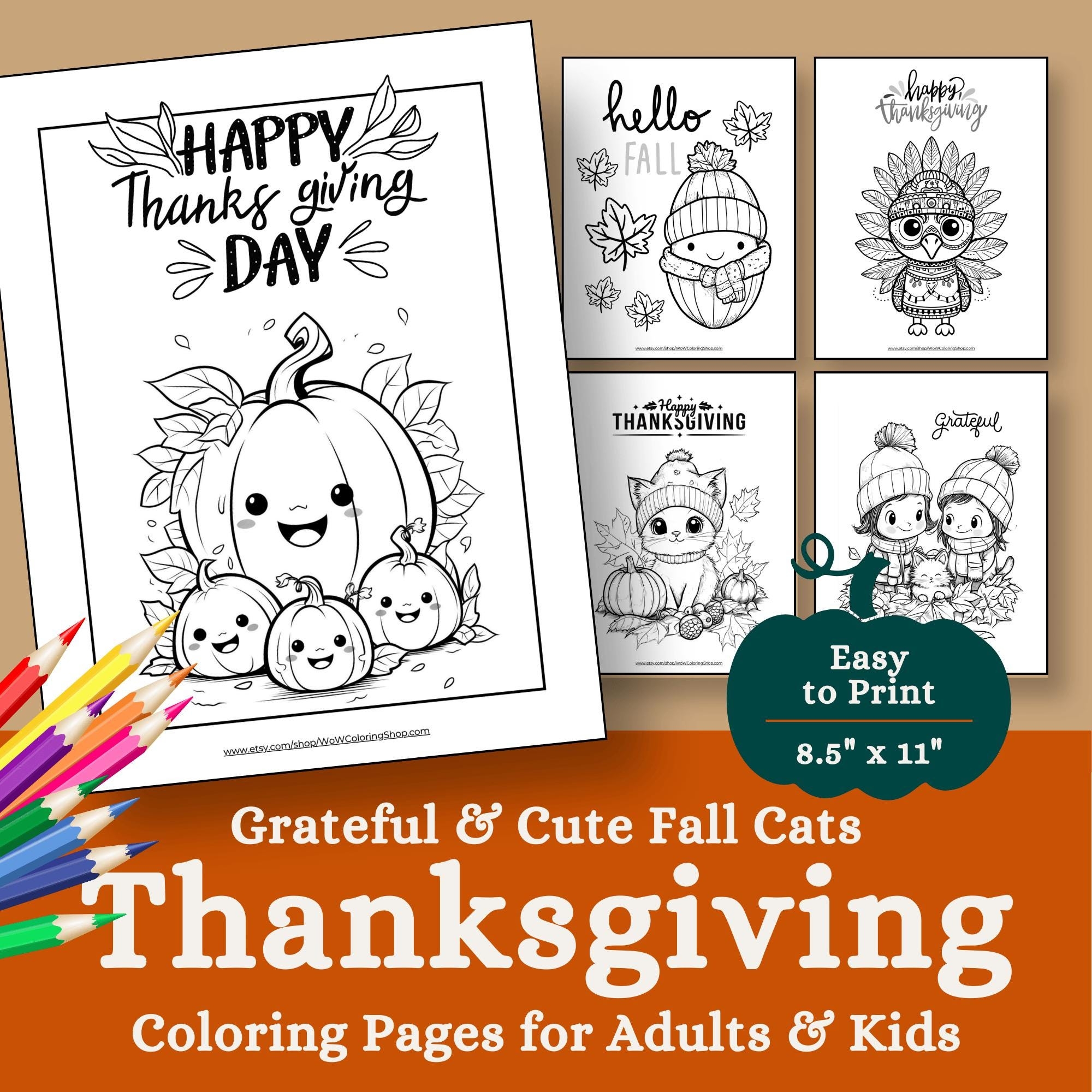 Kawaii Thanksgiving Coloring Pages Cats Autumn Fun PDF Etsy Kawaii Thanksgiving Coloring Pages Cats Autumn Fun PDF Etsy