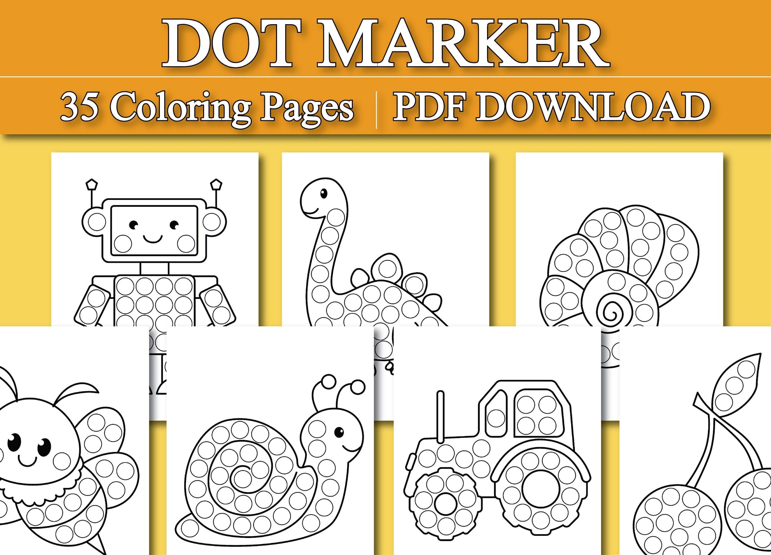 Kids Coloring Page Dot Marker Coloring Pages Animal Dot Marker Printables Do A Dot Activity 35 Digital Coloring Pages Etsy