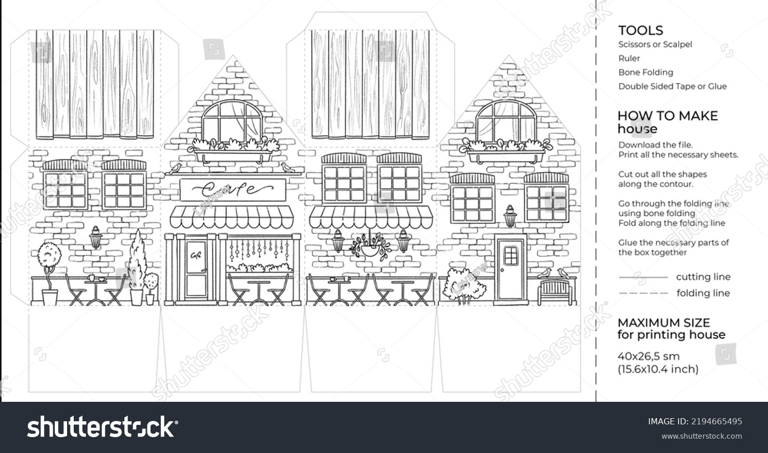 Kids Craft Paper House Coloring Page Stock Illustration 2194665495 Shutterstock Kids Craft Paper House Coloring Page Stock Illustration 2194665495 Shutterstock