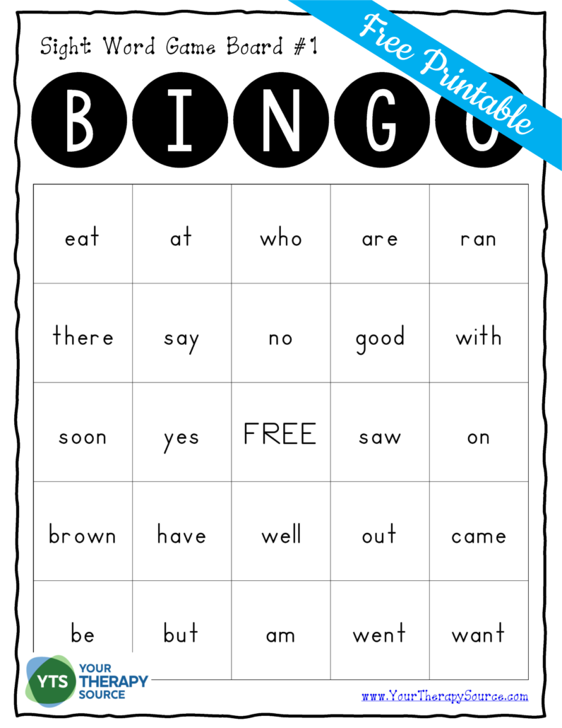 Kindergarten Sight Word Bingo Your Therapy Source