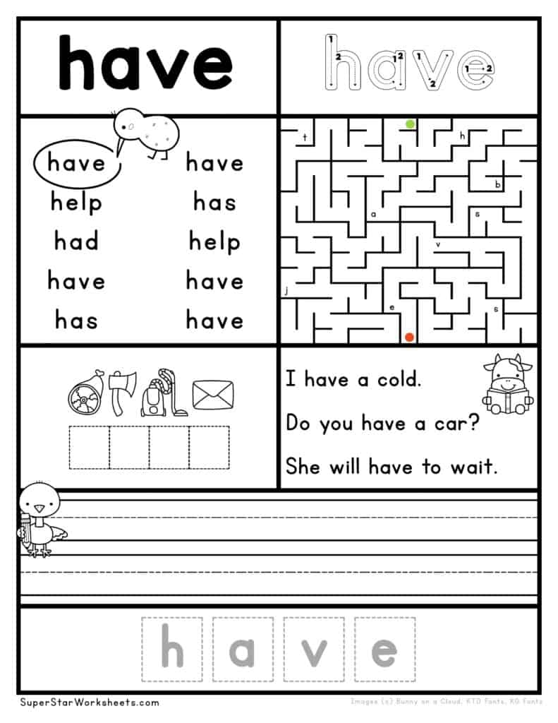 Kindergarten Sight Words Superstar Worksheets Worksheets Library
