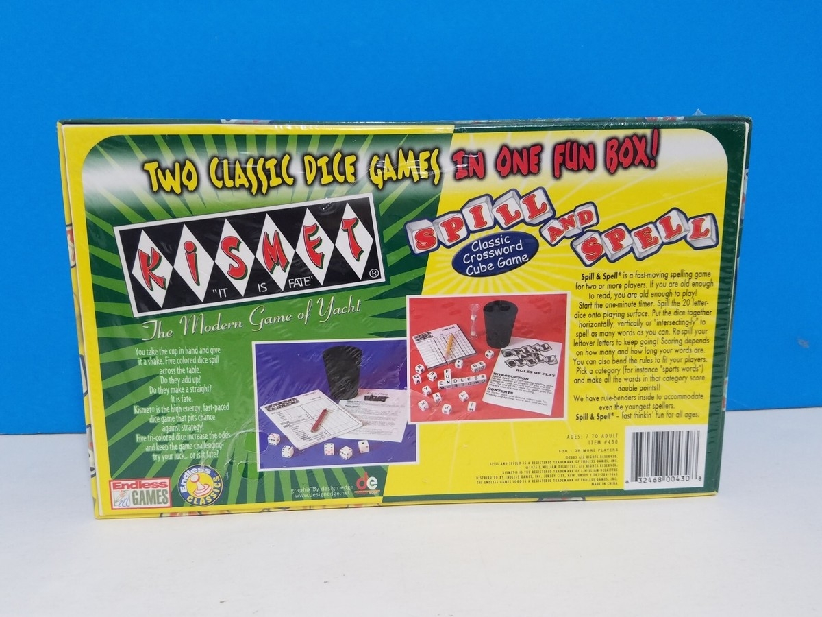 Kismet And Spill Spell NEW SEALED 2 Dice Games In 1 Crossword Cube Endless Games EBay Kismet And Spill Spell NEW SEALED 2 Dice Games In 1 Crossword Cube Endless Games EBay