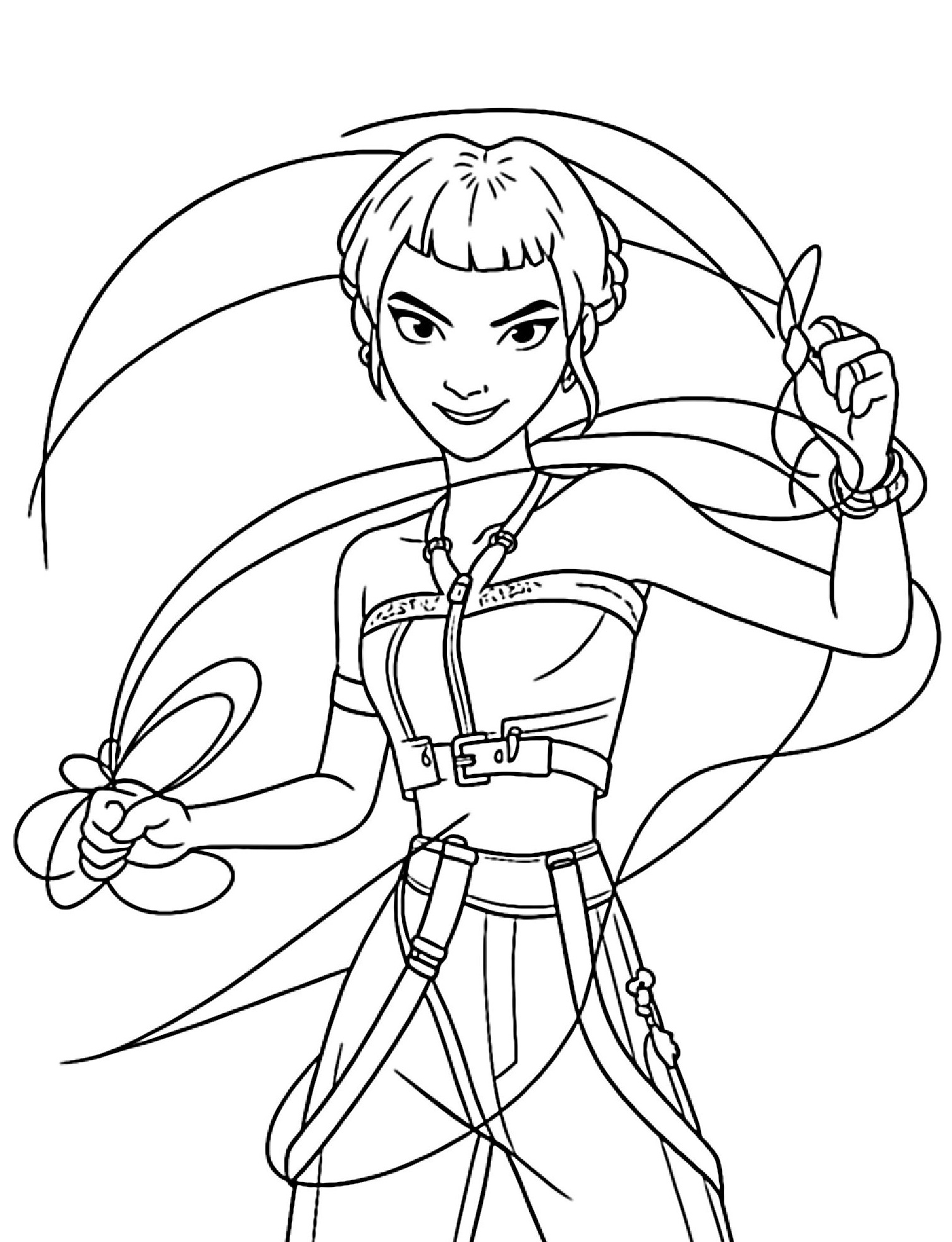 KPop Demon Hunters Warrior Coloring Pages With Battle Outfit KPop Demon Hunters Warrior Coloring Pages With Battle Outfit