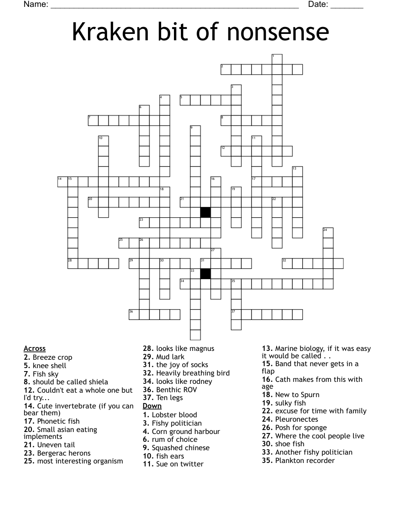 Kraken Bit Of Nonsense Crossword WordMint Kraken Bit Of Nonsense Crossword WordMint