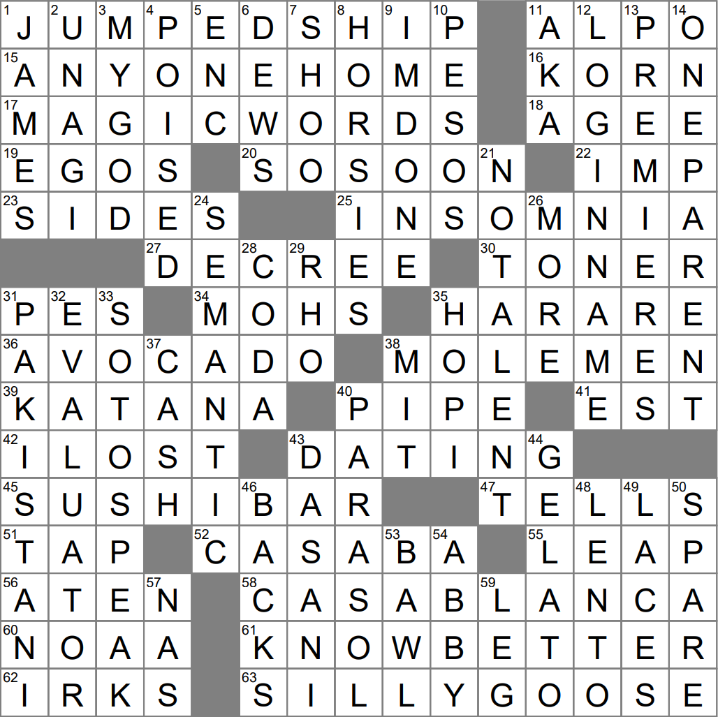 LA Times Crossword 14 Jan 23 Saturday LAXCrossword LA Times Crossword 14 Jan 23 Saturday LAXCrossword