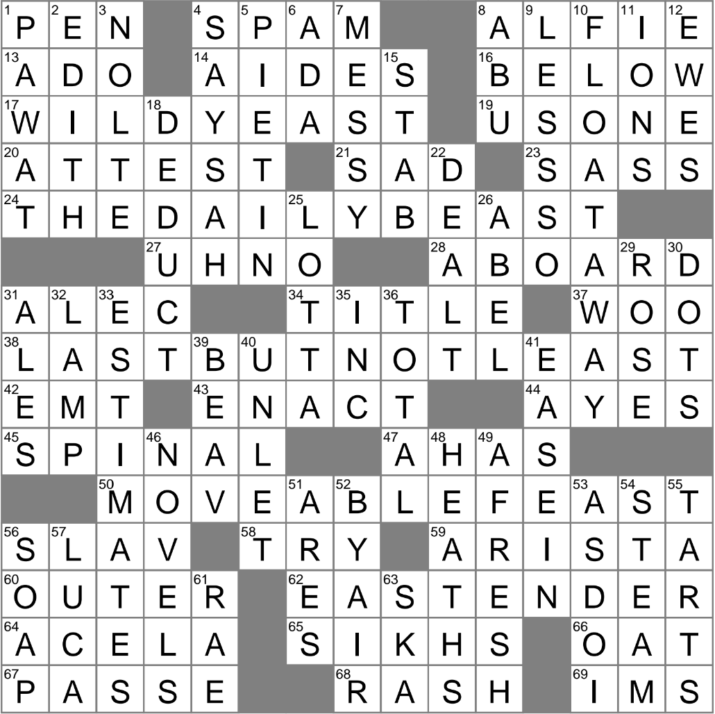 LA Times Crossword 14 Jul 25 Monday LAXCrossword