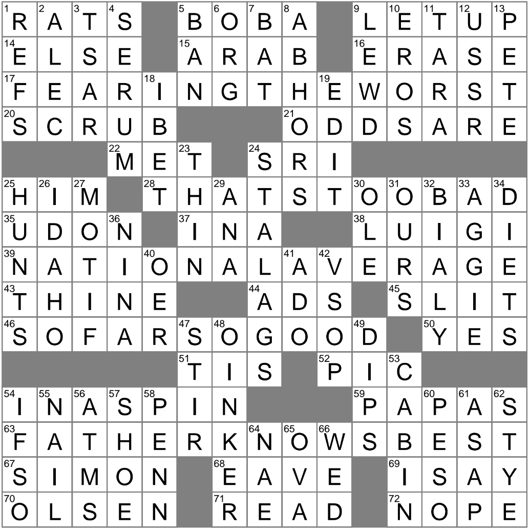 LA Times Crossword 15 Sep 25 Monday LAXCrossword