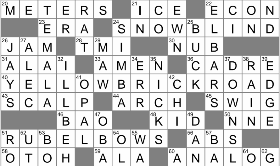Muscats Country Crossword