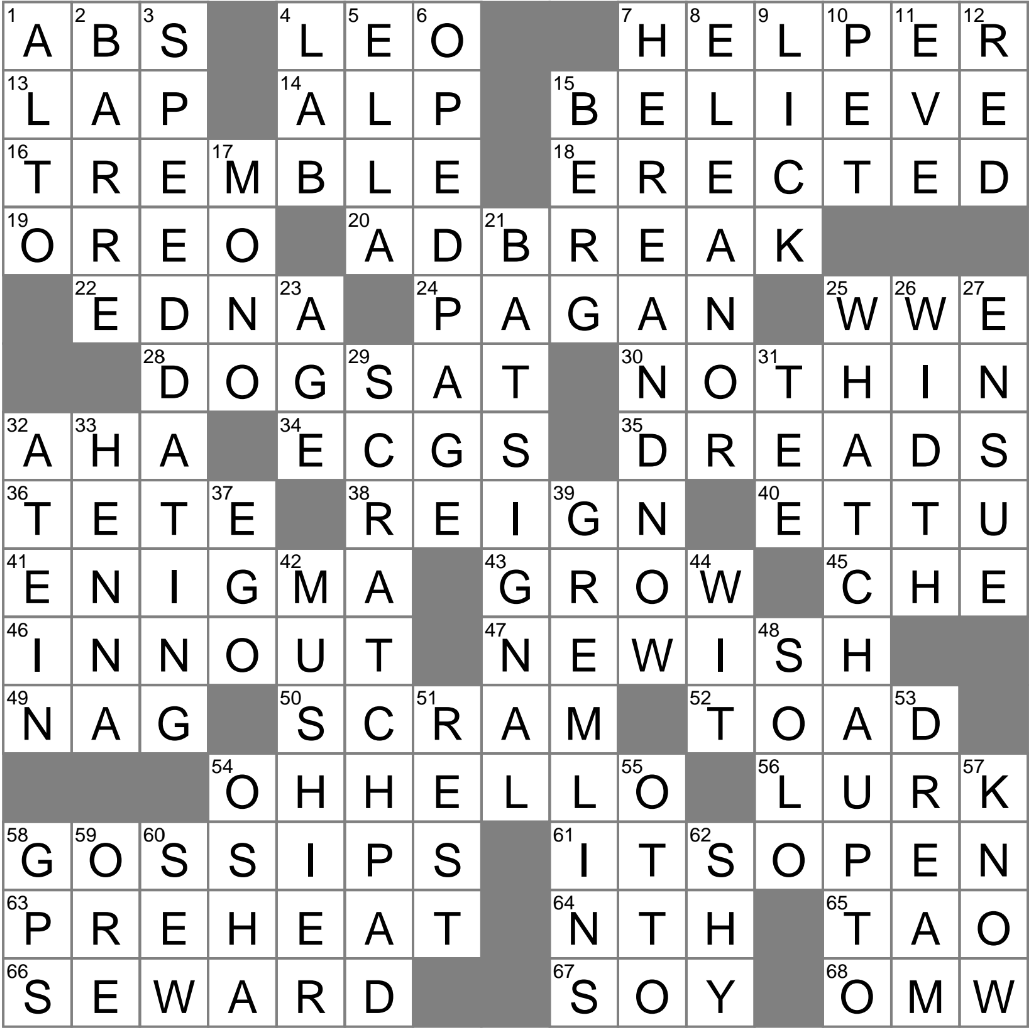LA Times Crossword 20 May 25 Tuesday LAXCrossword