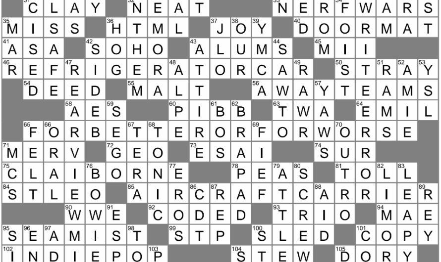 Los Angeles Times Crossword Puzzle For Today Answers Pdf