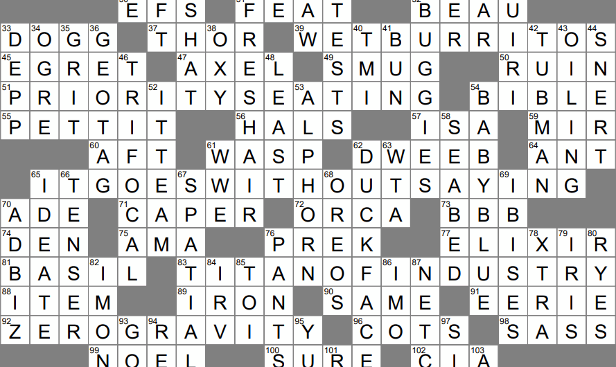 Los Angeles Sunday Times Crossword