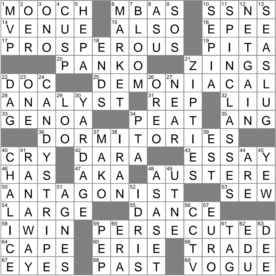 LA Times Crossword 29 Dec 23 Friday LAXCrossword