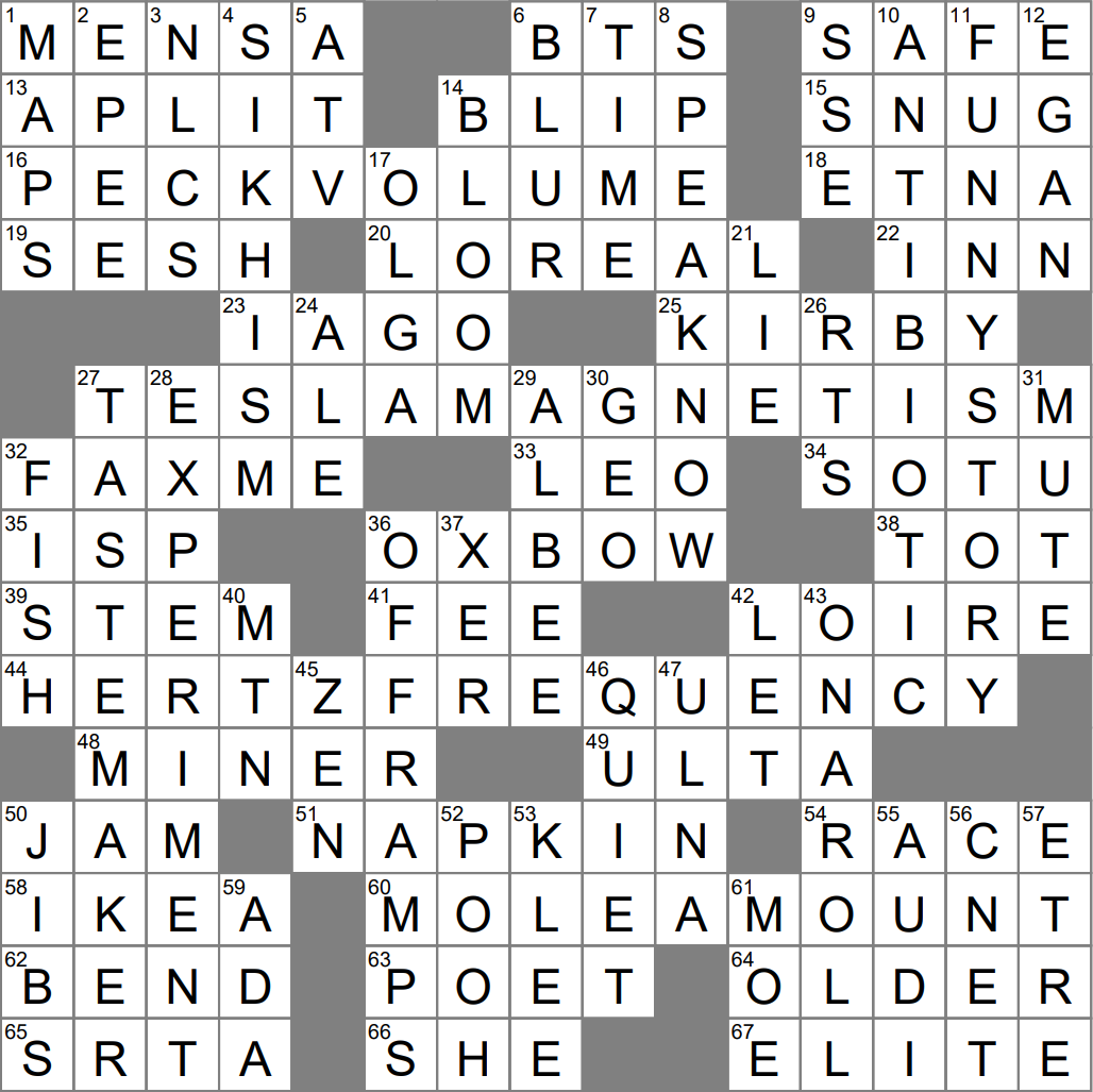 LA Times Crossword 30 Jun 23 Friday LAXCrossword