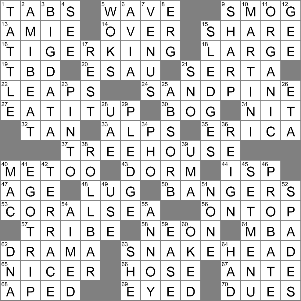 LA Times Crossword 30 Sep 24 Monday LAXCrossword