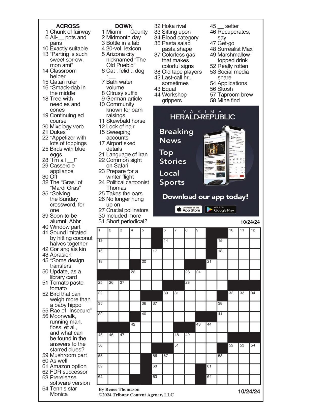LA Times Crossword Oct 24 2024 Crosswords Yakimaherald LA Times Crossword Oct 24 2024 Crosswords Yakimaherald