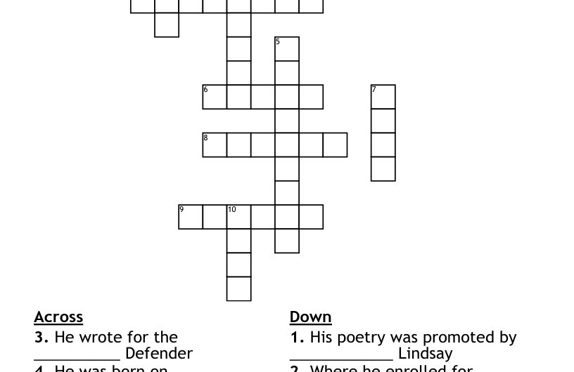 Langston Hughes Poem Crossword