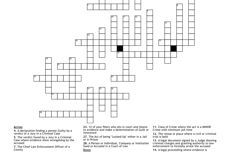 Court Order Crossword