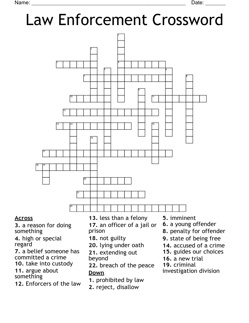Law Enforcement Crossword WordMint Law Enforcement Crossword WordMint