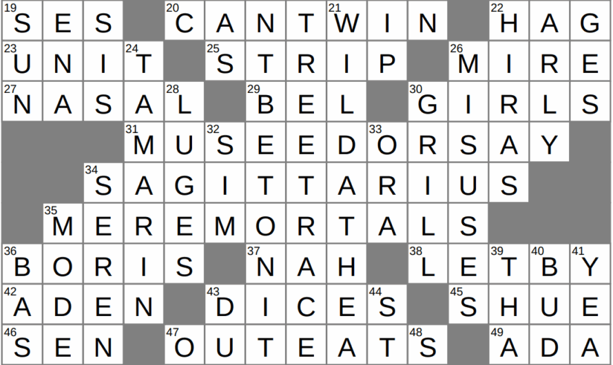 Very Very Crossword Clue