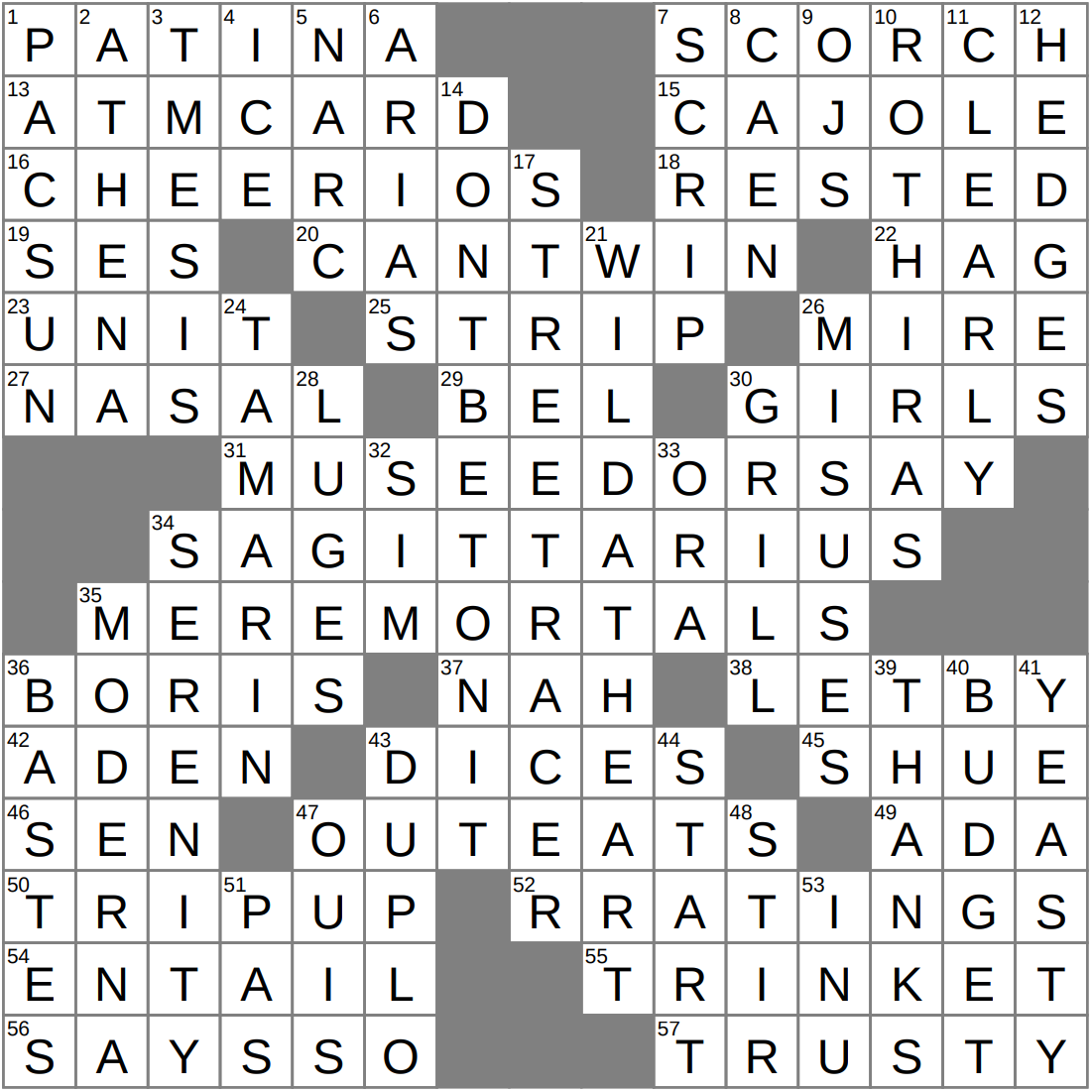 LAXCrossword Answers To The Los Angeles Times Crossword