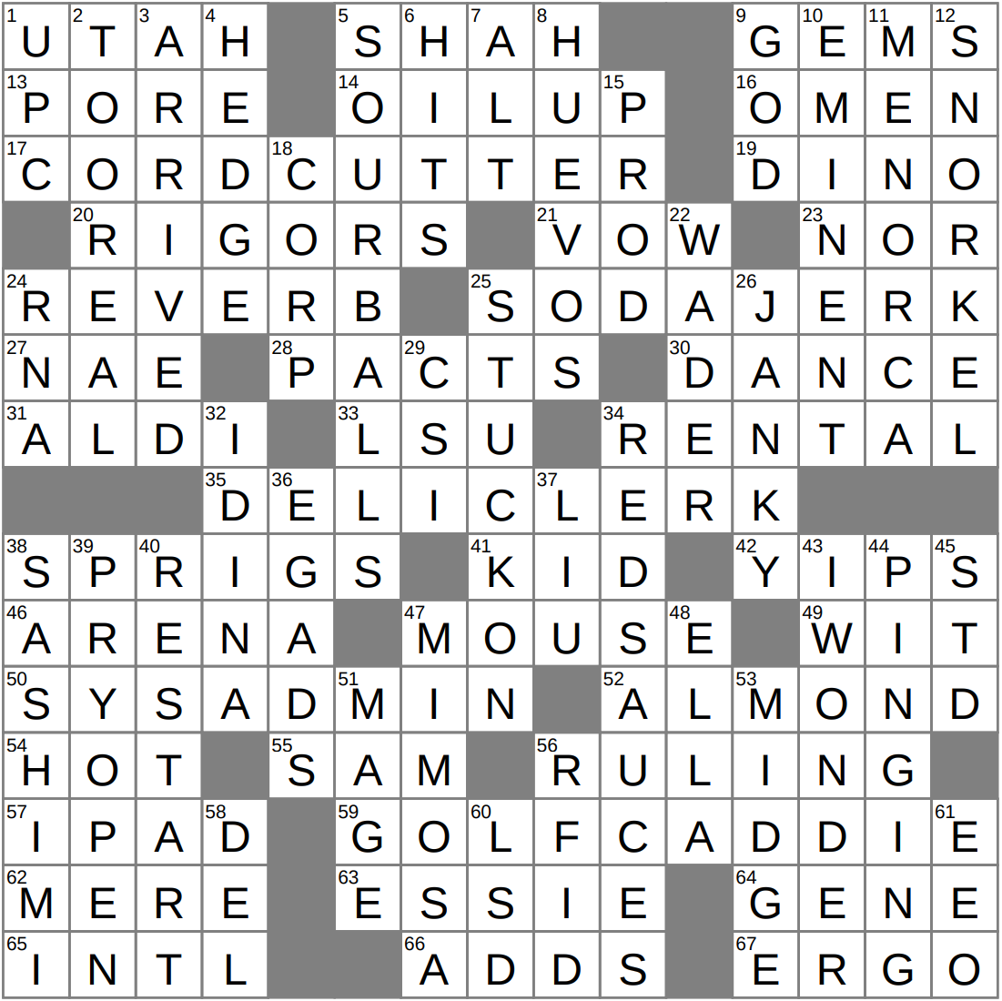 LAXCrossword Answers To The Los Angeles Times Crossword
