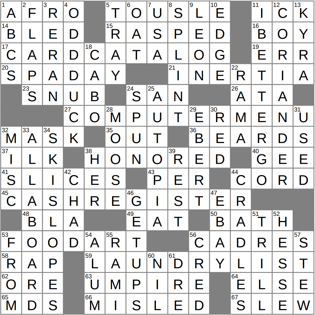 LAXCrossword Answers To The Los Angeles Times Crossword