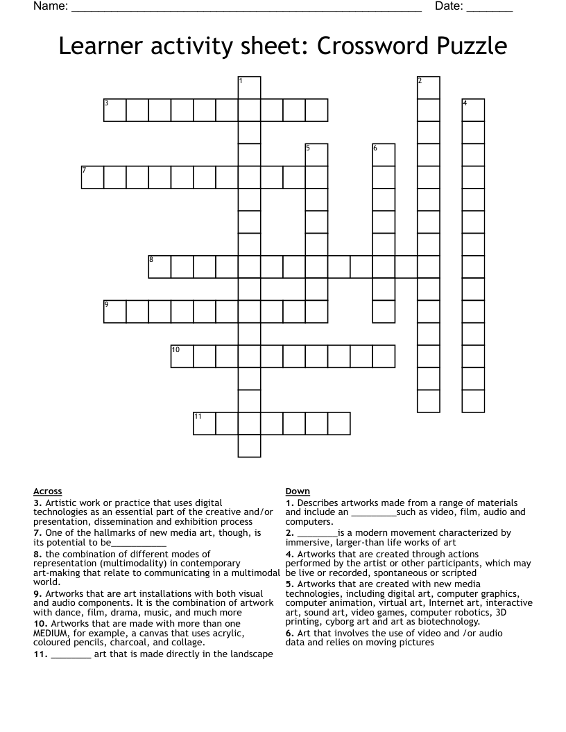 Learner Activity Sheet Crossword Puzzle WordMint Learner Activity Sheet Crossword Puzzle WordMint