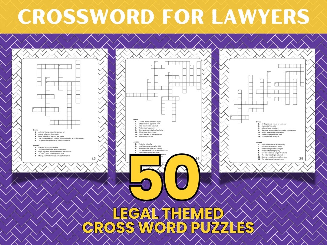 Legal Crossword Puzzles For Lawyers 50 Law themed Games PDF Download Etsy Legal Crossword Puzzles For Lawyers 50 Law themed Games PDF Download Etsy