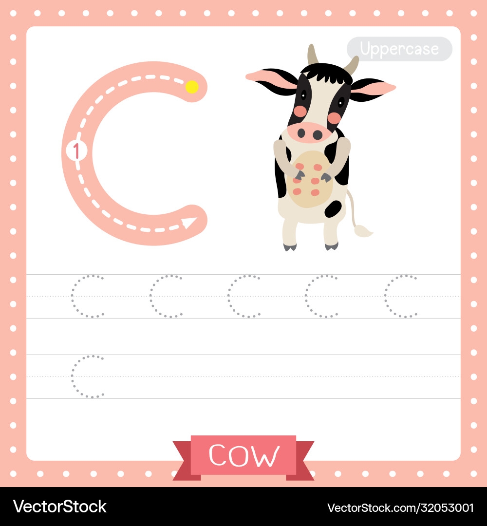 Letter C Uppercase Tracing Practice Worksheet Vector Image Letter C Uppercase Tracing Practice Worksheet Vector Image