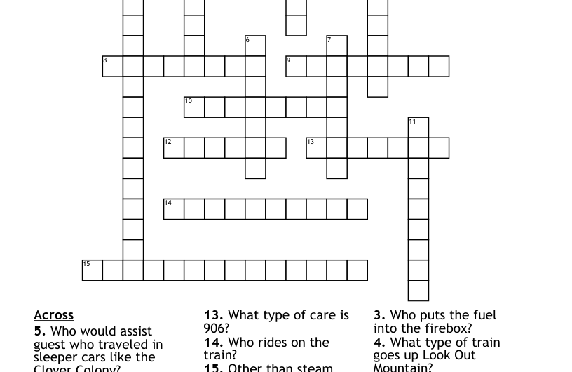 Amtrak Train Crossword