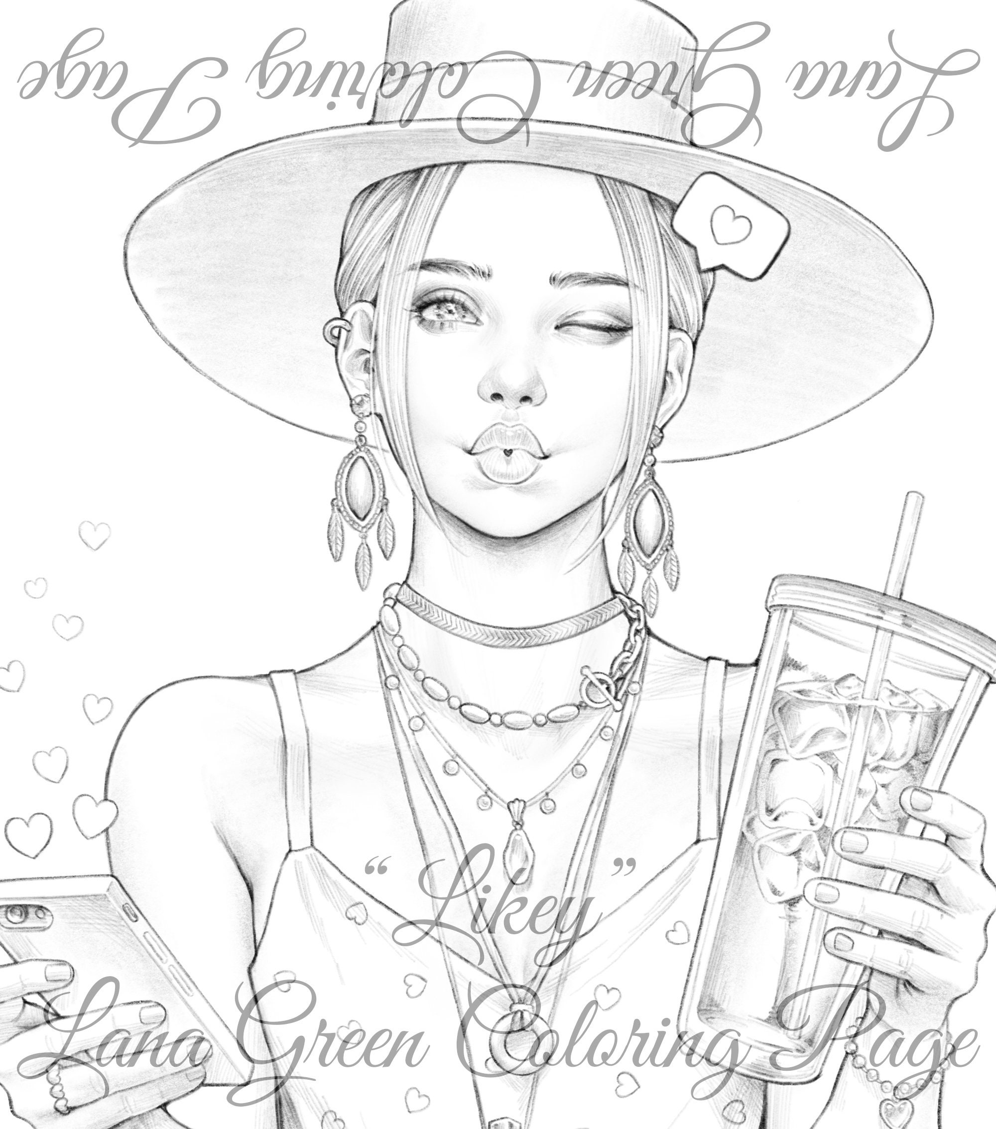 Likey Coloring Page For Adults Grayscale Coloring Page Instant Download Lana Green Art JPEG PDF Etsy Likey Coloring Page For Adults Grayscale Coloring Page Instant Download Lana Green Art JPEG PDF Etsy