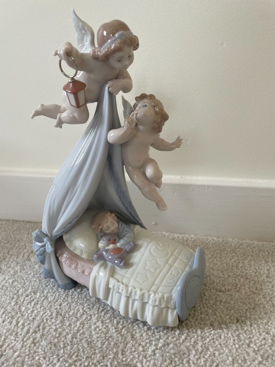 Lladro Sleep Well Figurine 01006843 Angels Watching Over Baby EBay