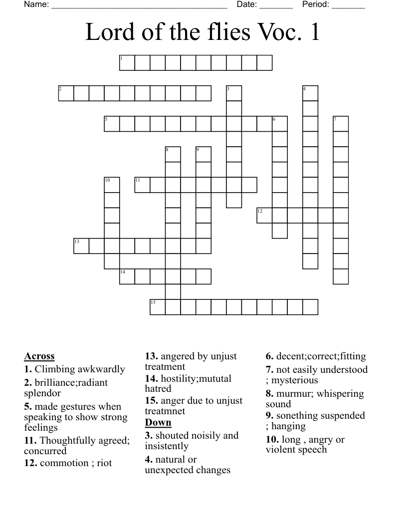 Lord Of The Flies Voc 1 Crossword WordMint Lord Of The Flies Voc 1 Crossword WordMint