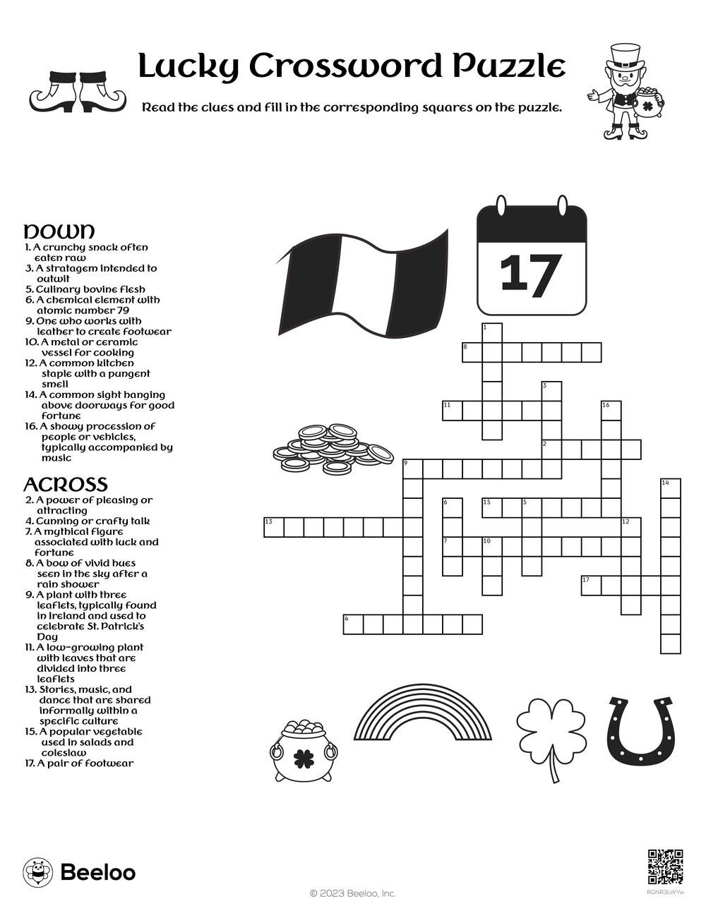 Lucky Crossword Puzzle Beeloo Printable Crafts And Activities For Kids Lucky Crossword Puzzle Beeloo Printable Crafts And Activities For Kids