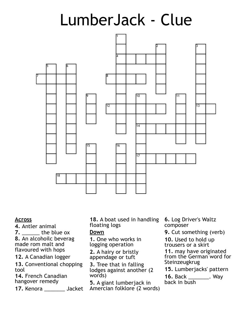 LumberJack Clue Crossword WordMint LumberJack Clue Crossword WordMint