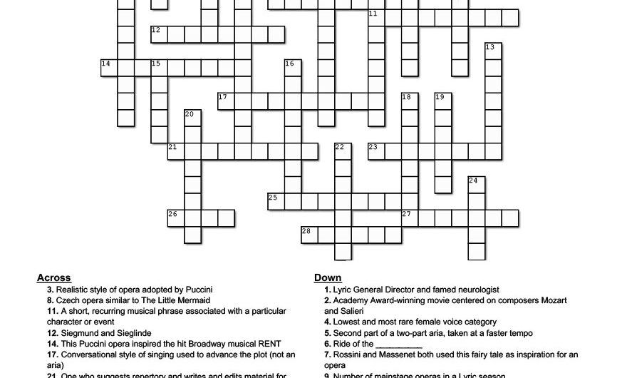 Massenet Opera Crossword