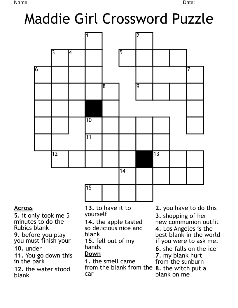 Maddie Girl Crossword Puzzle WordMint Maddie Girl Crossword Puzzle WordMint