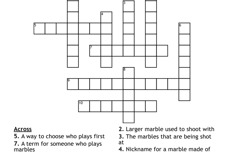 Shooting Marble Crossword