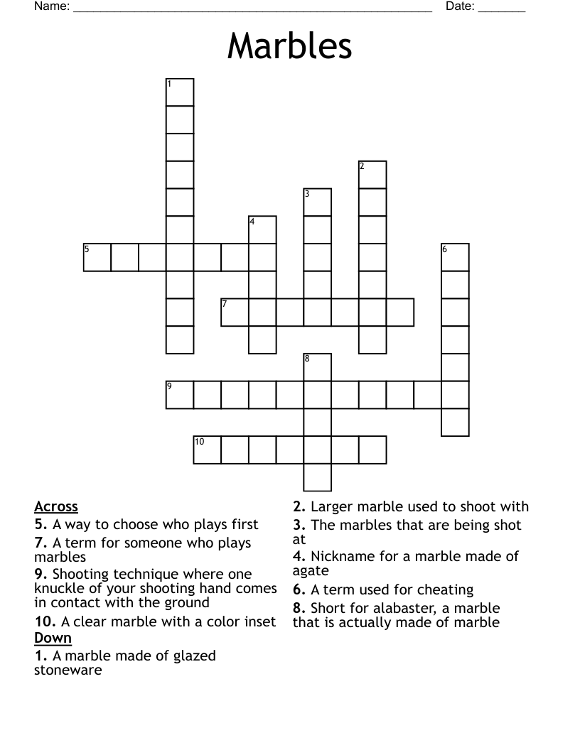 Marbles Crossword WordMint